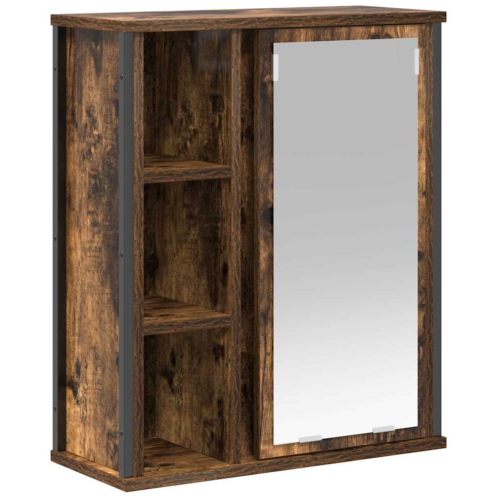 Badkamerwandkast met spiegel 50x21x60 cm gerookt eikenkleurig is nu te koop bij PeponiXL, paradijselijk wonen!