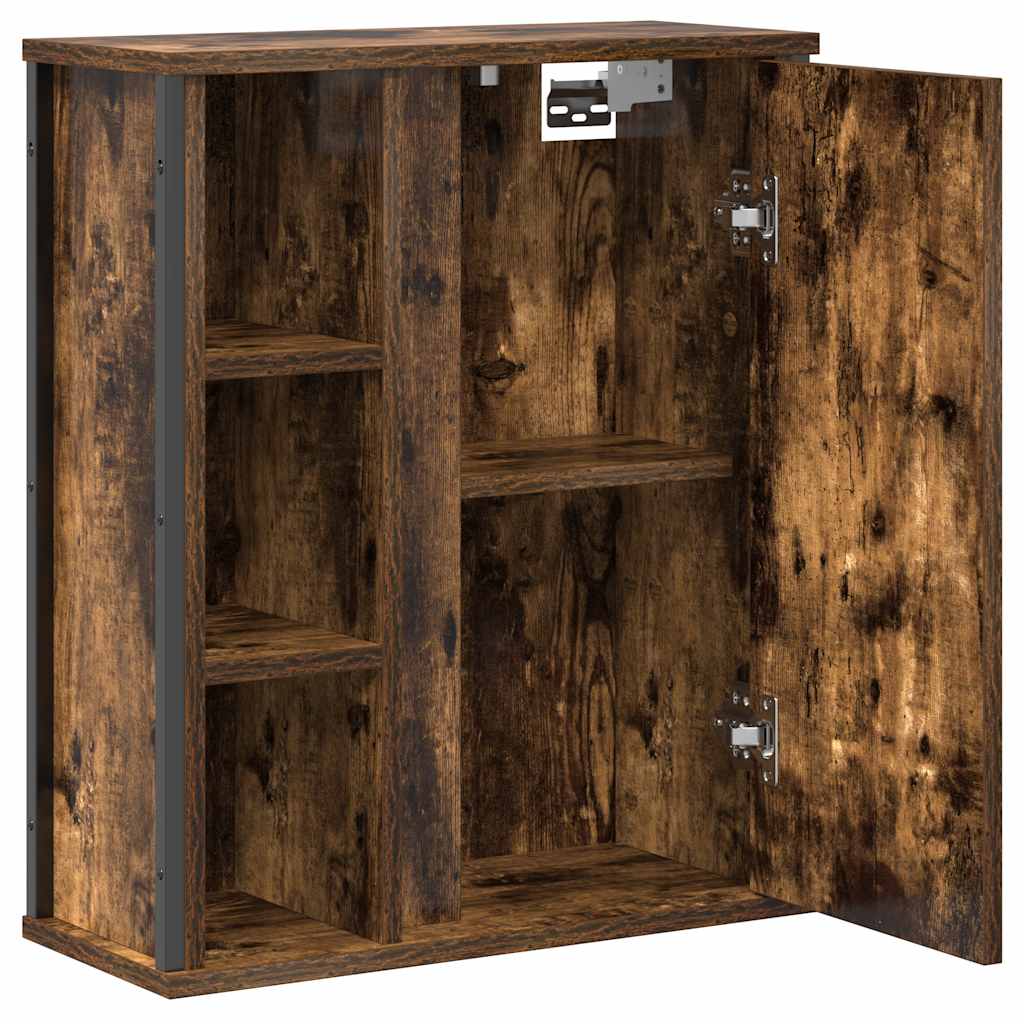 Badkamerwandkast met spiegel 50x21x60 cm gerookt eikenkleurig is nu te koop bij PeponiXL, paradijselijk wonen!