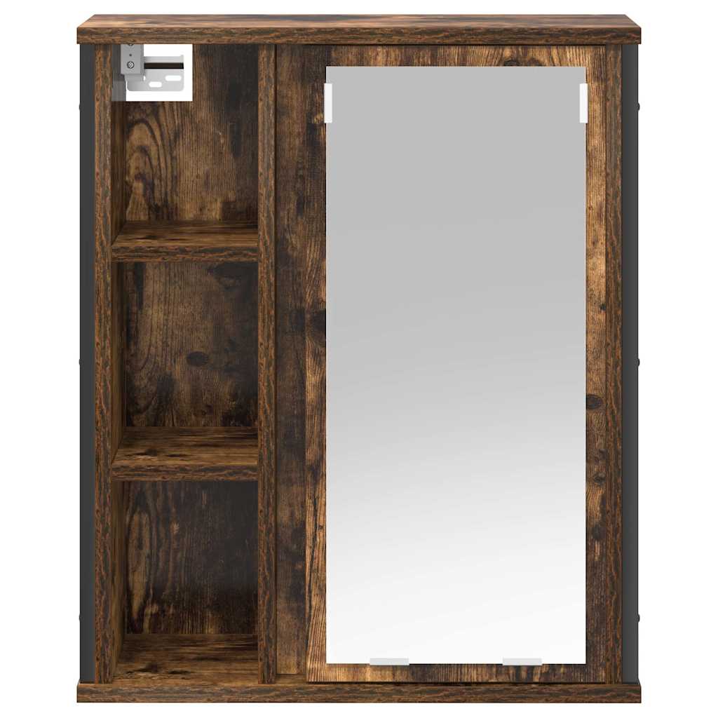 Badkamerwandkast met spiegel 50x21x60 cm gerookt eikenkleurig is nu te koop bij PeponiXL, paradijselijk wonen!