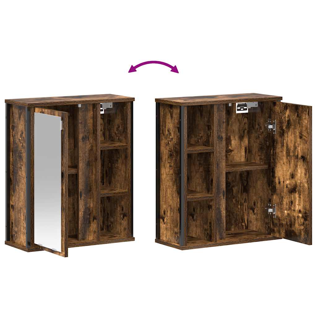 Badkamerwandkast met spiegel 50x21x60 cm gerookt eikenkleurig is nu te koop bij PeponiXL, paradijselijk wonen!