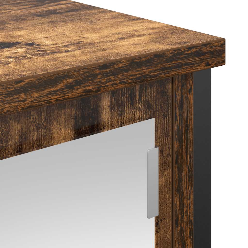 Badkamerwandkast met spiegel 50x21x60 cm gerookt eikenkleurig is nu te koop bij PeponiXL, paradijselijk wonen!