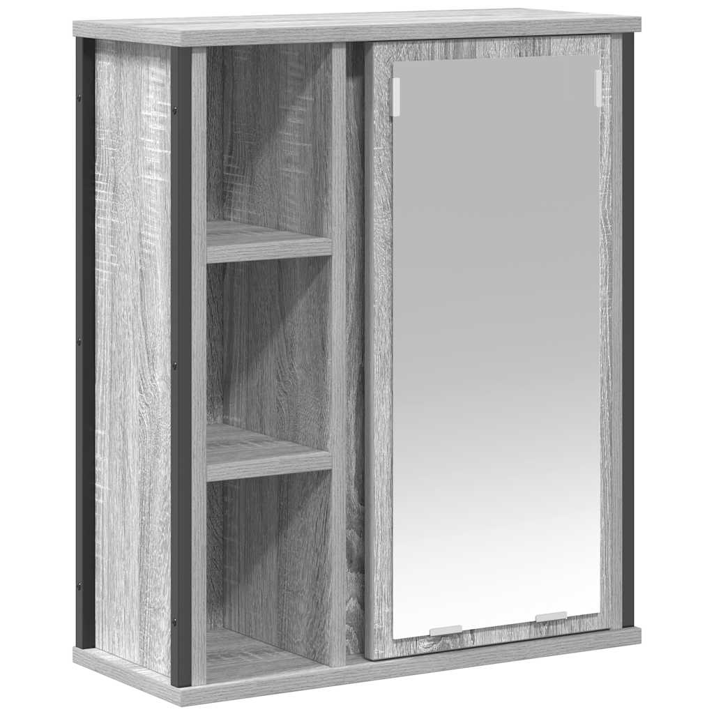 Badkamerwandkast met spiegel 50x21x60 cm Sonoma grijs is nu te koop bij PeponiXL, paradijselijk wonen!