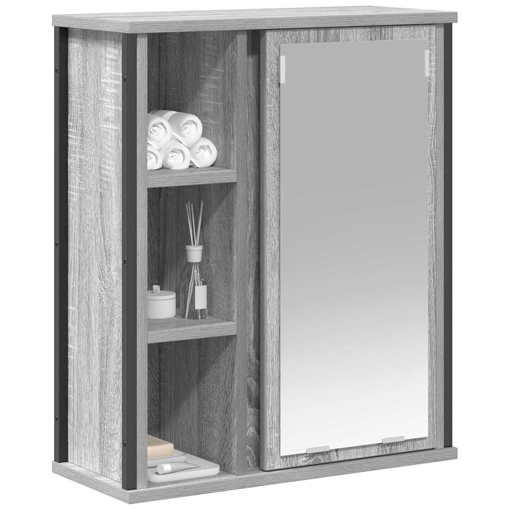 Badkamerwandkast met spiegel 50x21x60 cm Sonoma grijs is nu te koop bij PeponiXL, paradijselijk wonen!