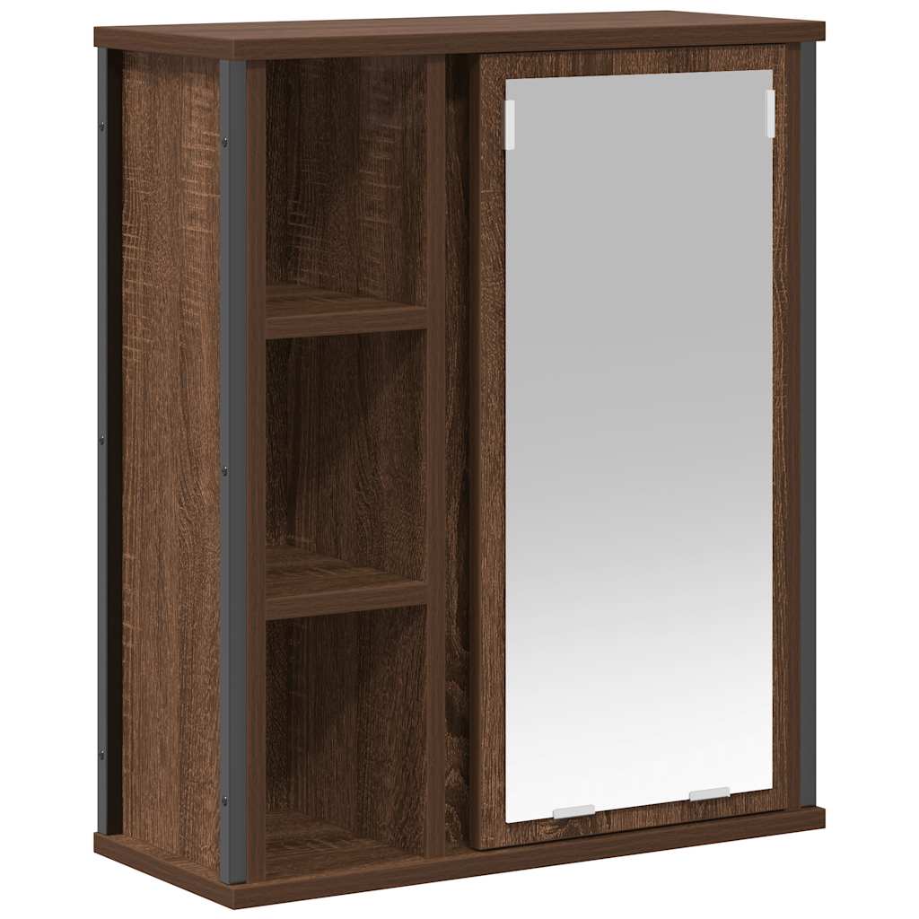 Badkamerwandkast met spiegel 50x21x60 cm bruin eikenkleurig is nu te koop bij PeponiXL, paradijselijk wonen!