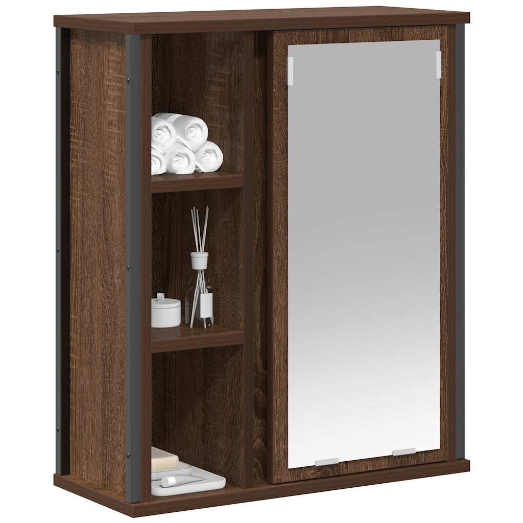 Badkamerwandkast met spiegel 50x21x60 cm bruin eikenkleurig is nu te koop bij PeponiXL, paradijselijk wonen!