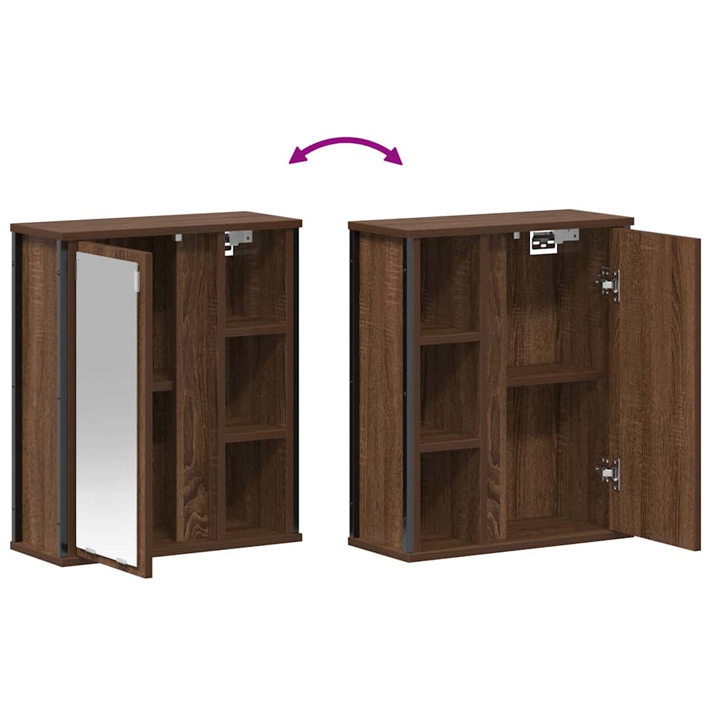Badkamerwandkast met spiegel 50x21x60 cm bruin eikenkleurig is nu te koop bij PeponiXL, paradijselijk wonen!