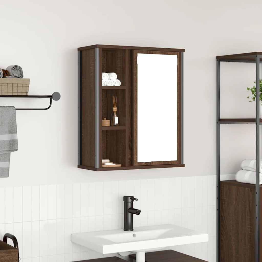Badkamerwandkast met spiegel 50x21x60 cm bruin eikenkleurig is nu te koop bij PeponiXL, paradijselijk wonen!
