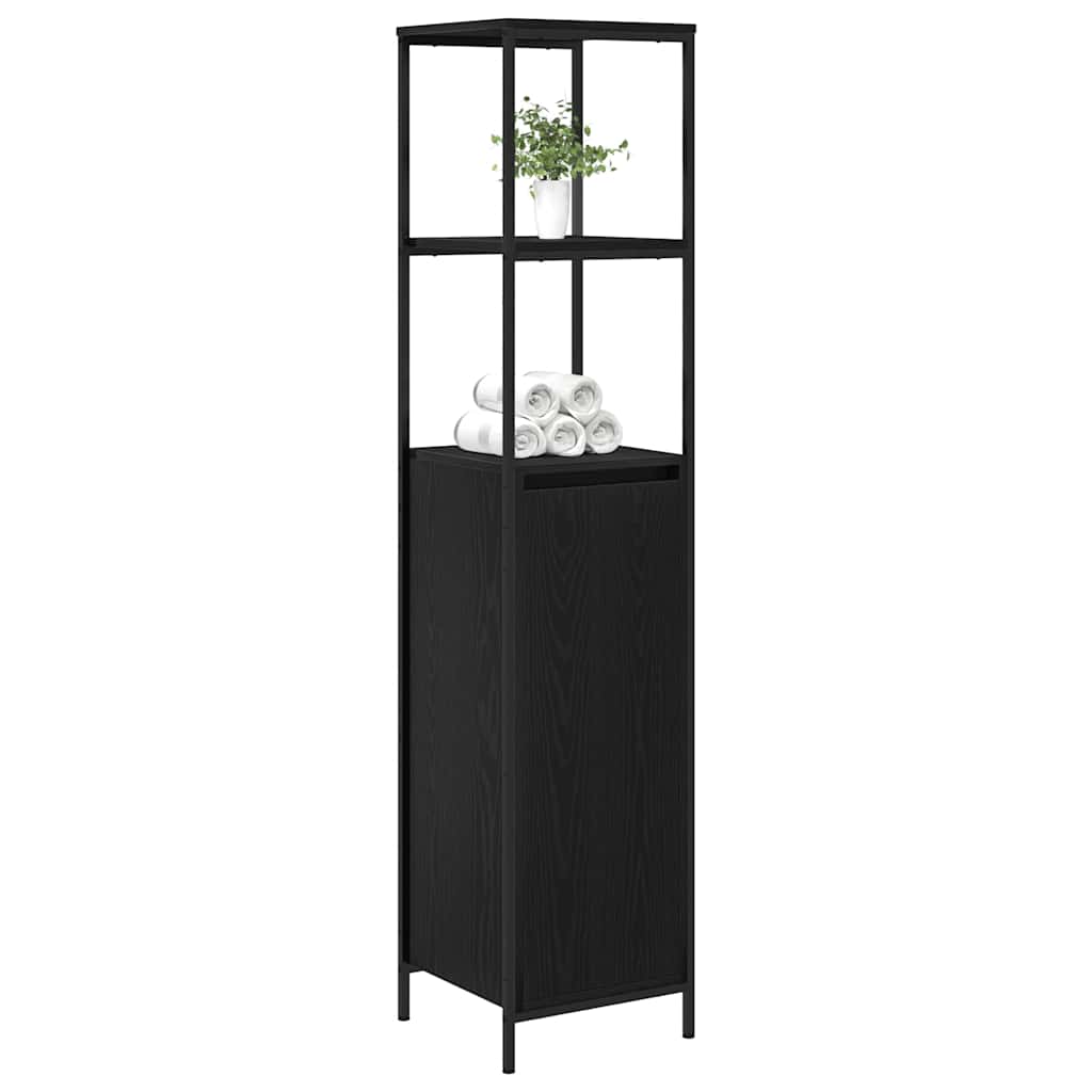 Badkamermeubel met planken 36x35x165 cm zwart eikenkleurig is nu te koop bij PeponiXL, paradijselijk wonen!