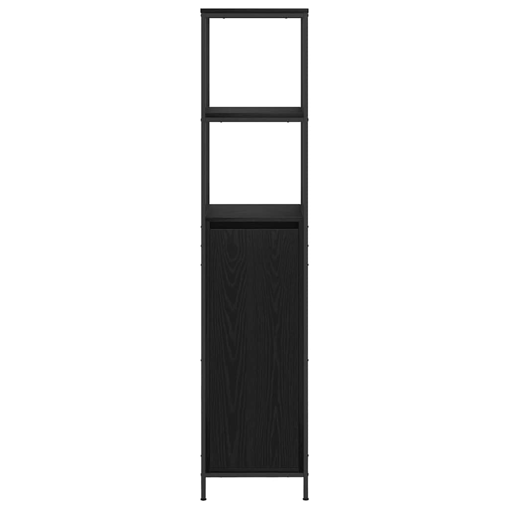 Badkamermeubel met planken 36x35x165 cm zwart eikenkleurig is nu te koop bij PeponiXL, paradijselijk wonen!