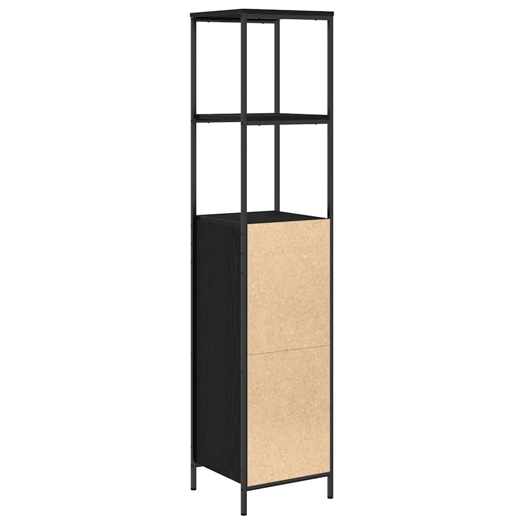 Badkamermeubel met planken 36x35x165 cm zwart eikenkleurig is nu te koop bij PeponiXL, paradijselijk wonen!