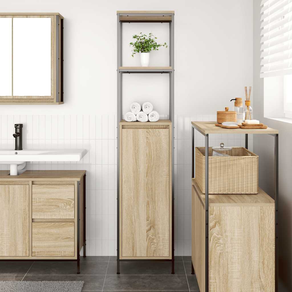 Badkamermeubel met planken 36x35x165 cm Sonoma eikenkleurig is nu te koop bij PeponiXL, paradijselijk wonen!