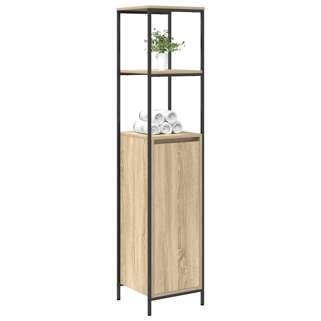 Badkamermeubel met planken 36x35x165 cm Sonoma eikenkleurig is nu te koop bij PeponiXL, paradijselijk wonen!