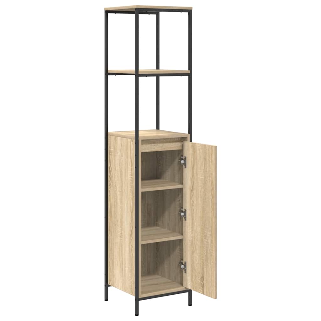 Badkamermeubel met planken 36x35x165 cm Sonoma eikenkleurig is nu te koop bij PeponiXL, paradijselijk wonen!
