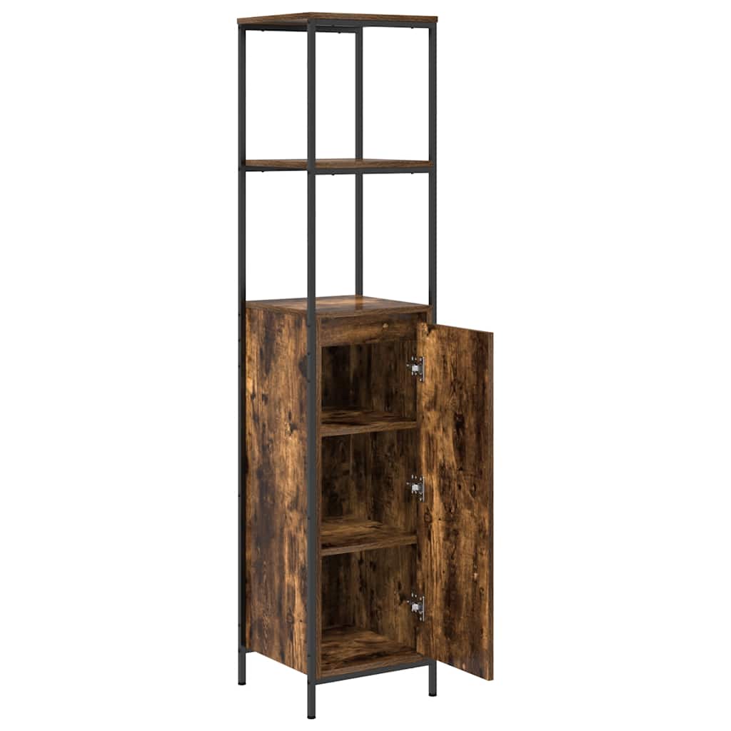 Badkamermeubel met planken 36x35x165 cm gerookt eiken is nu te koop bij PeponiXL, paradijselijk wonen!