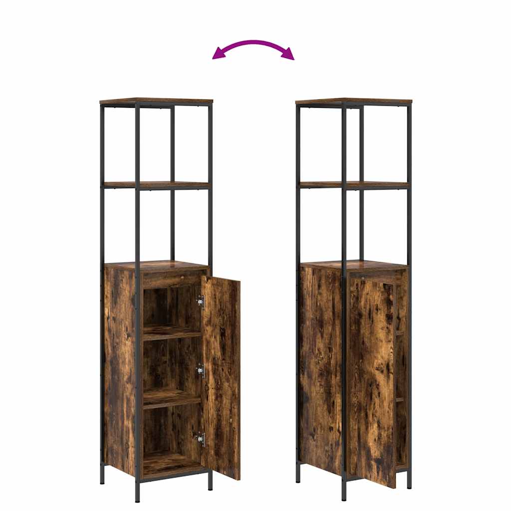 Badkamermeubel met planken 36x35x165 cm gerookt eiken is nu te koop bij PeponiXL, paradijselijk wonen!