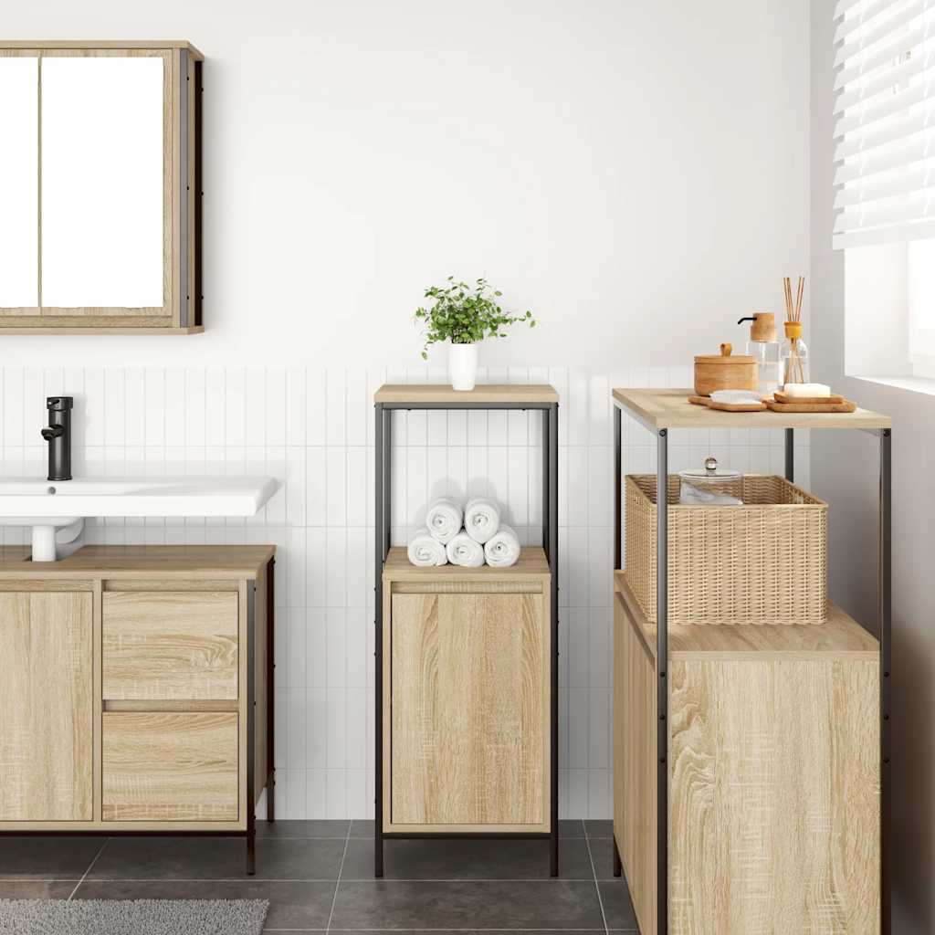Badkamermeubel met planken 36x35x95 cm Sonoma eikenkleurig is nu te koop bij PeponiXL, paradijselijk wonen!