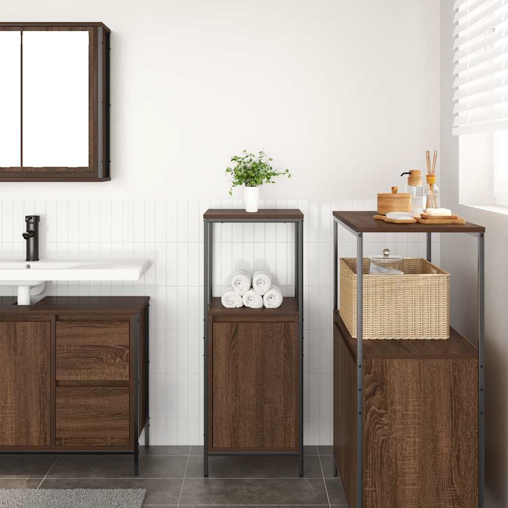 Badkamermeubel met planken 36x35x95 cm bruin eiken is nu te koop bij PeponiXL, paradijselijk wonen!