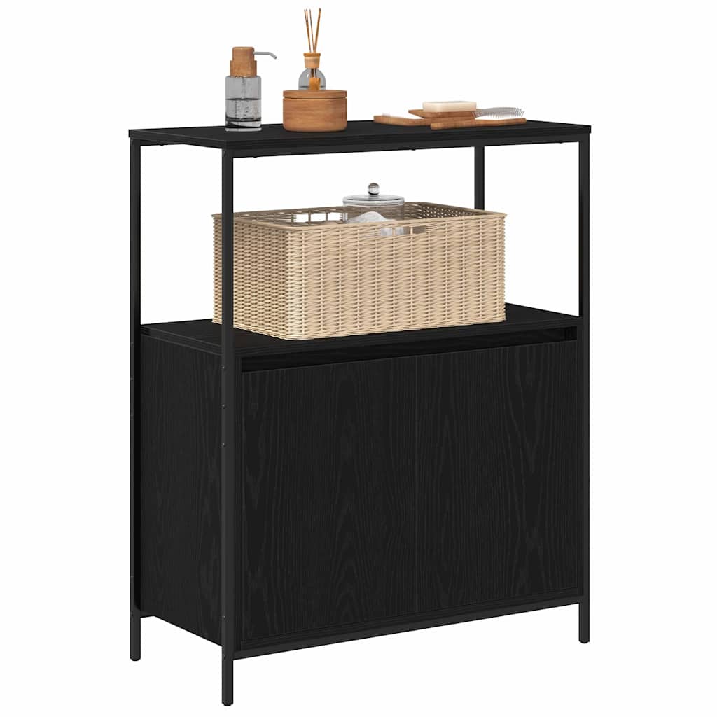 Badkamermeubel met planken 76,5x35x95 cm zwart eikenkleurig is nu te koop bij PeponiXL, paradijselijk wonen!