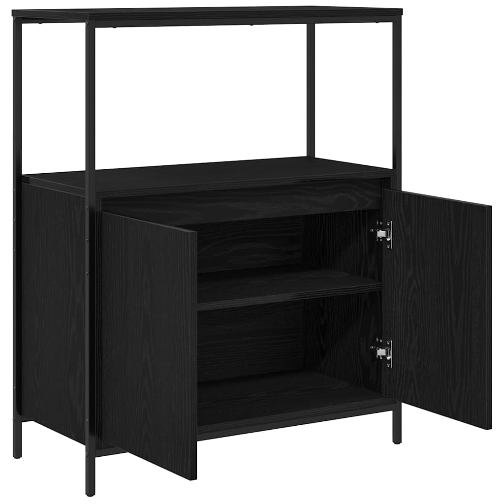 Badkamermeubel met planken 76,5x35x95 cm zwart eikenkleurig is nu te koop bij PeponiXL, paradijselijk wonen!