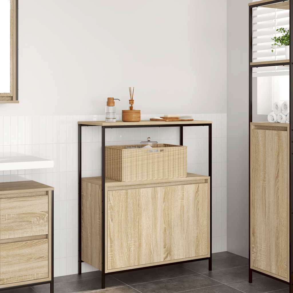 Badkamermeubel met planken 76,5x35x95 cm Sonoma eikenkleurig is nu te koop bij PeponiXL, paradijselijk wonen!