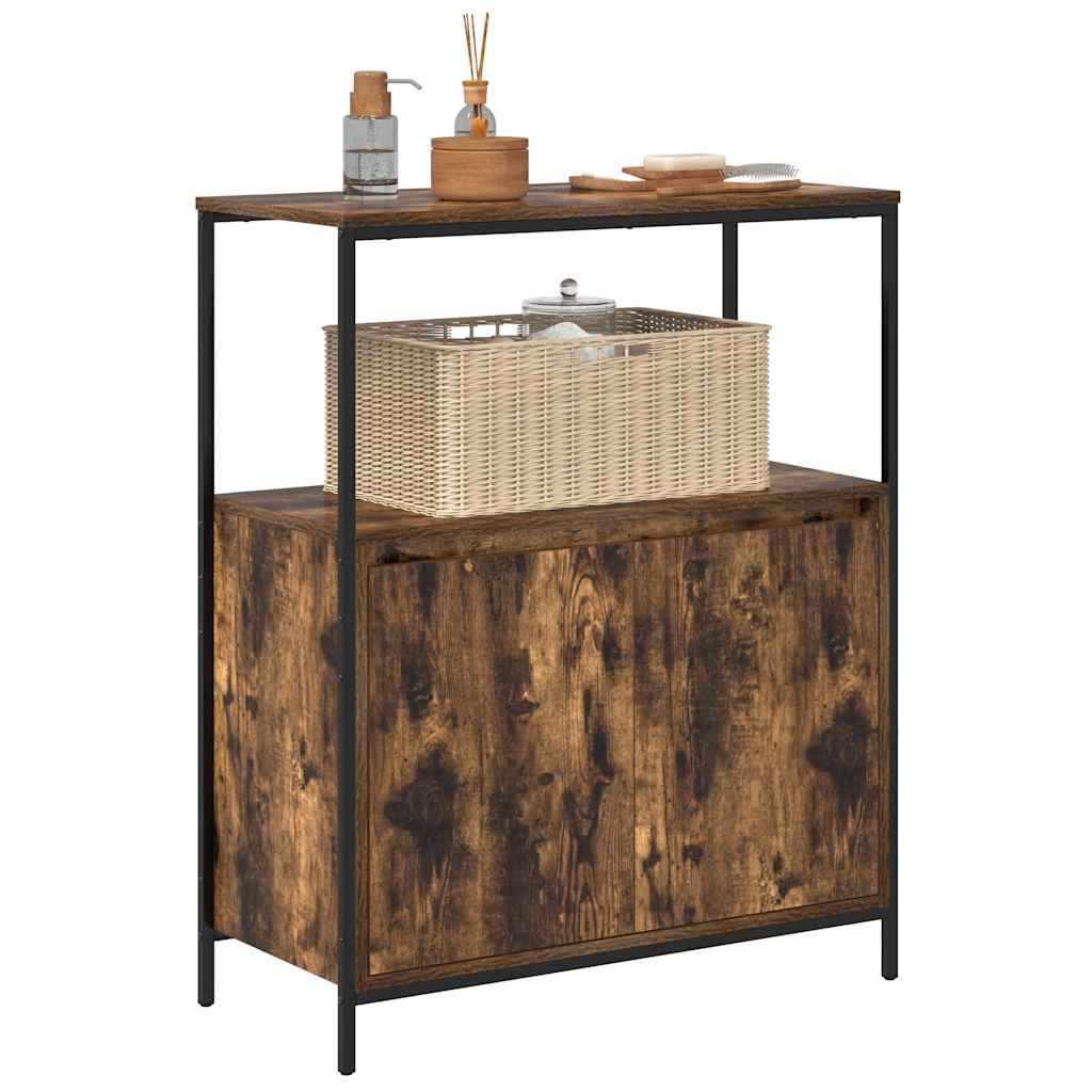 Badkamermeubel met planken gerookt eiken 76,5x35x95 cm is nu te koop bij PeponiXL, paradijselijk wonen!
