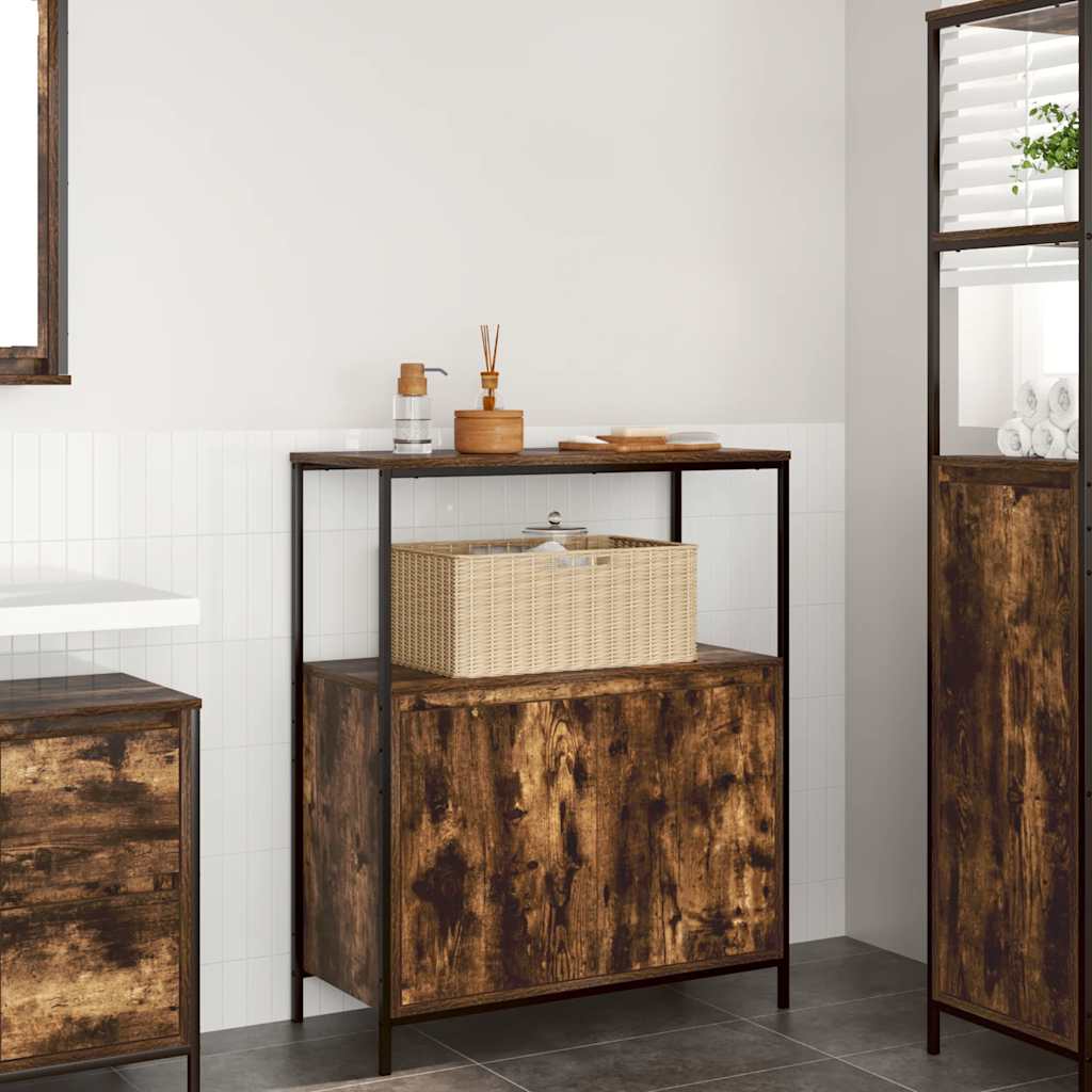 Badkamermeubel met planken gerookt eiken 76,5x35x95 cm is nu te koop bij PeponiXL, paradijselijk wonen!