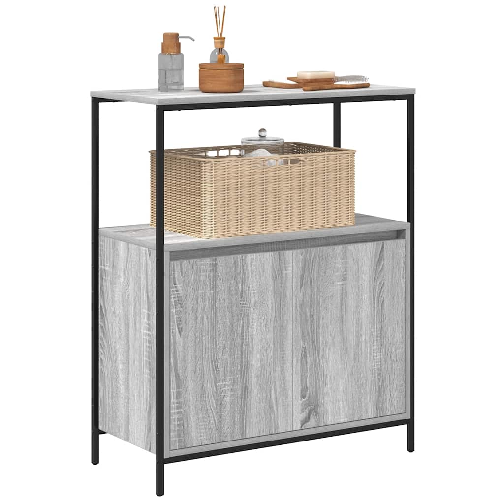 Badkamermeubel met planken 76,5x35x95 cm grijs Sonoma is nu te koop bij PeponiXL, paradijselijk wonen!