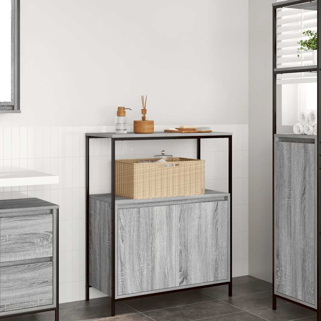 Badkamermeubel met planken 76,5x35x95 cm grijs Sonoma is nu te koop bij PeponiXL, paradijselijk wonen!