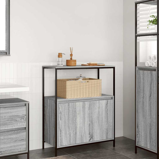 Badkamermeubel met planken 76,5x35x95 cm grijs Sonoma is nu te koop bij PeponiXL, paradijselijk wonen!