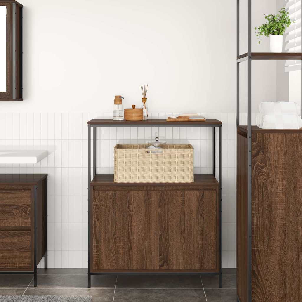 Badkamermeubel met planken 76,5x35x95 cm bruin eiken is nu te koop bij PeponiXL, paradijselijk wonen!
