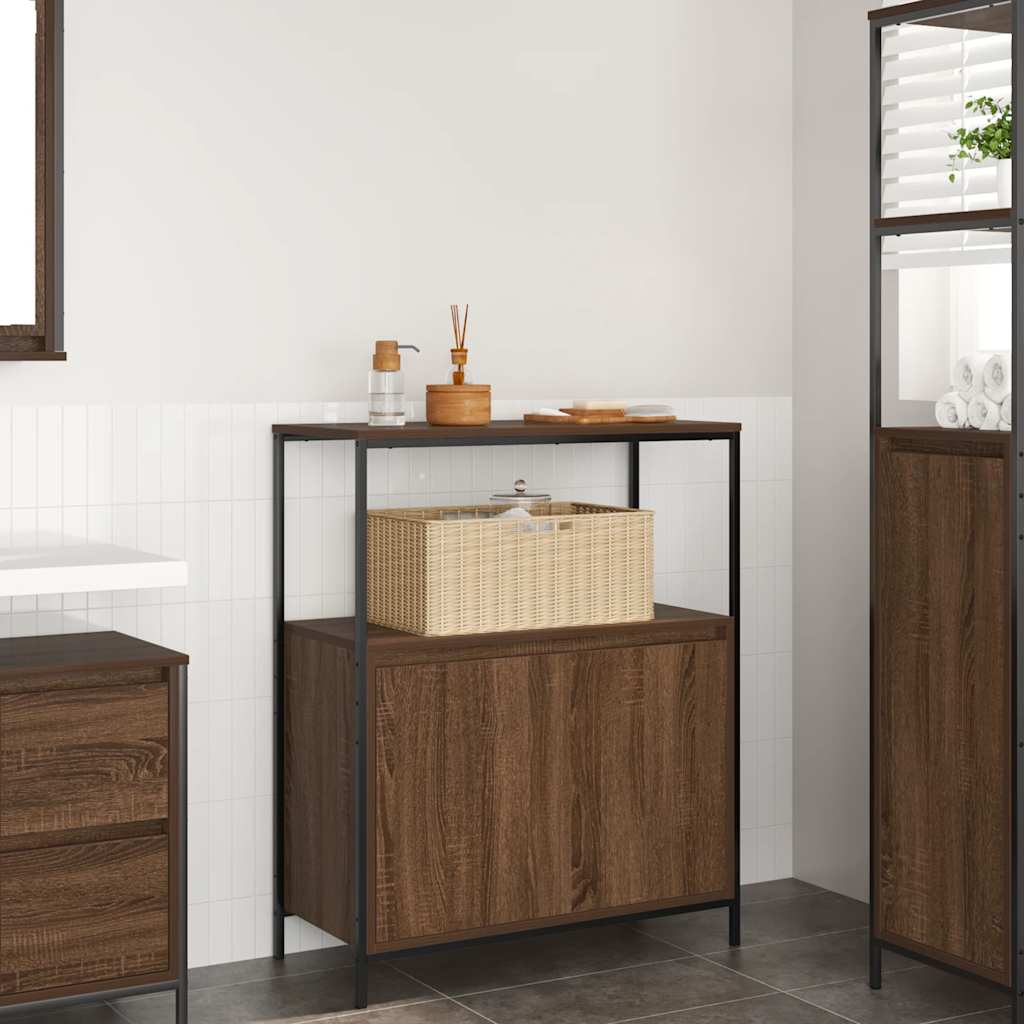 Badkamermeubel met planken 76,5x35x95 cm bruin eiken is nu te koop bij PeponiXL, paradijselijk wonen!