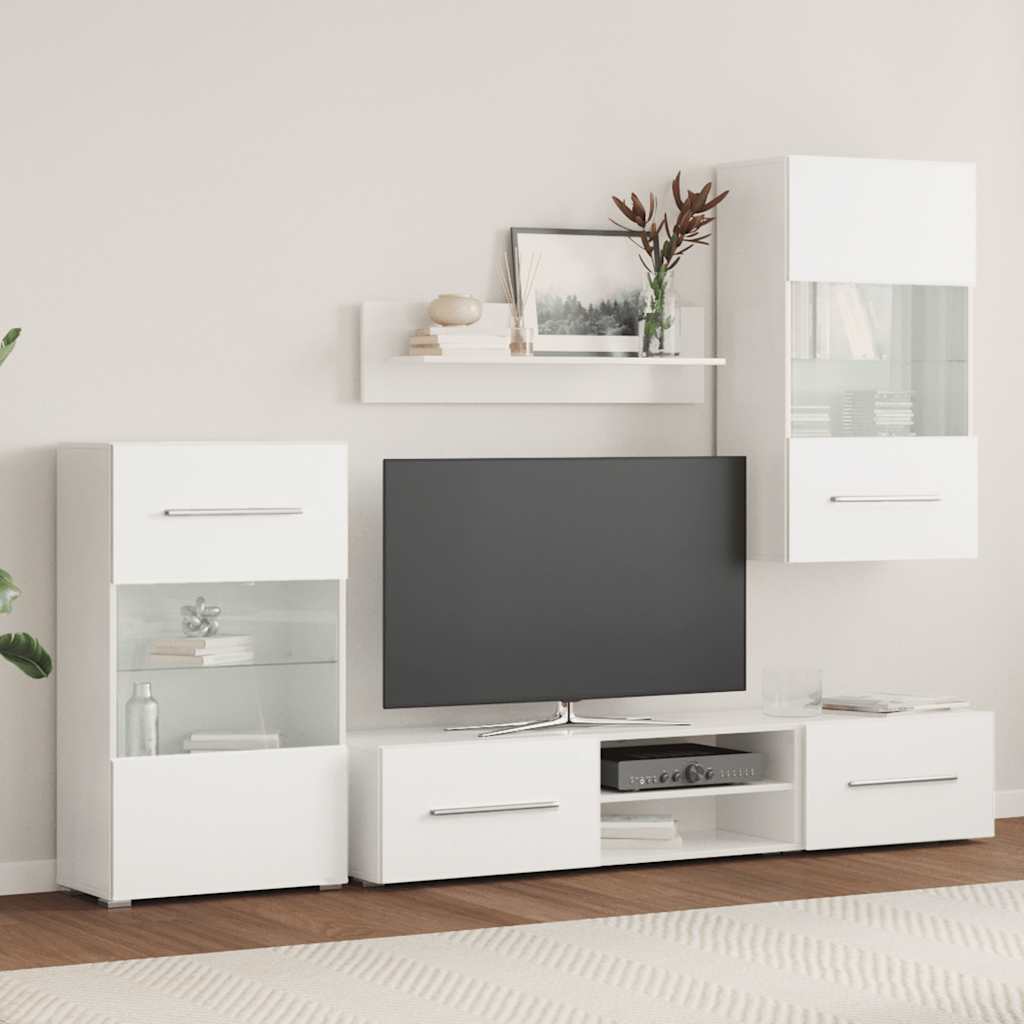 5-delige Tv-meubels met LED-verlichting bewerkt hout matwit is nu te koop bij PeponiXL, paradijselijk wonen!