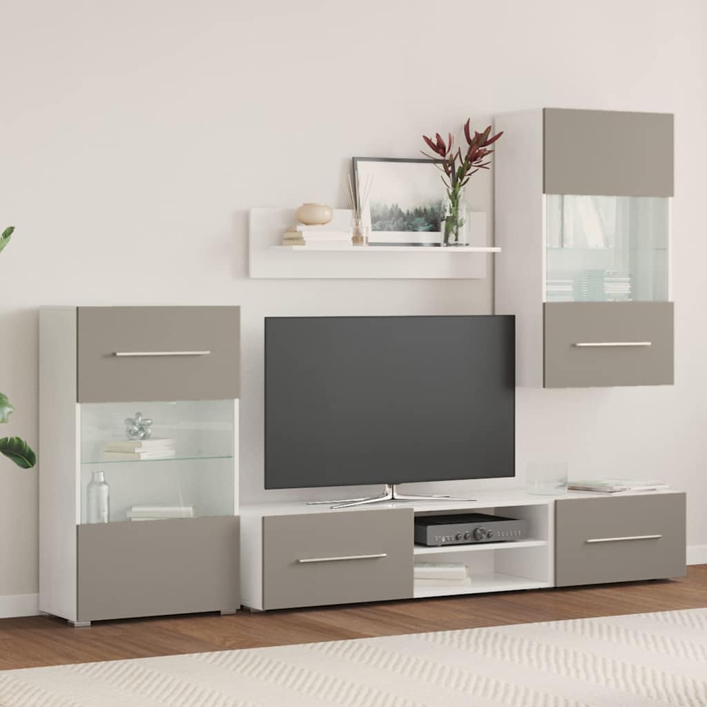 5-delige Tv-meubels met LED-verlichting bewerkt hout steengrijs is nu te koop bij PeponiXL, paradijselijk wonen!
