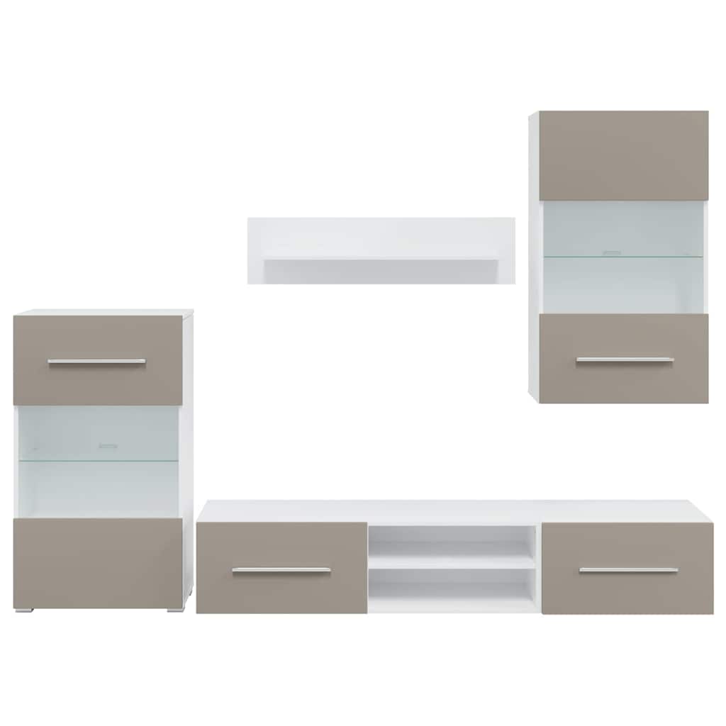 5-delige Tv-meubels met LED-verlichting bewerkt hout steengrijs is nu te koop bij PeponiXL, paradijselijk wonen!