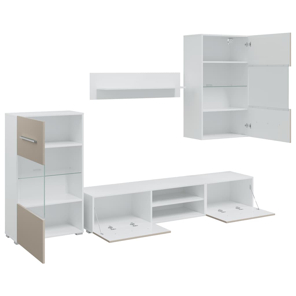 5-delige Tv-meubels met LED-verlichting bewerkt hout steengrijs is nu te koop bij PeponiXL, paradijselijk wonen!