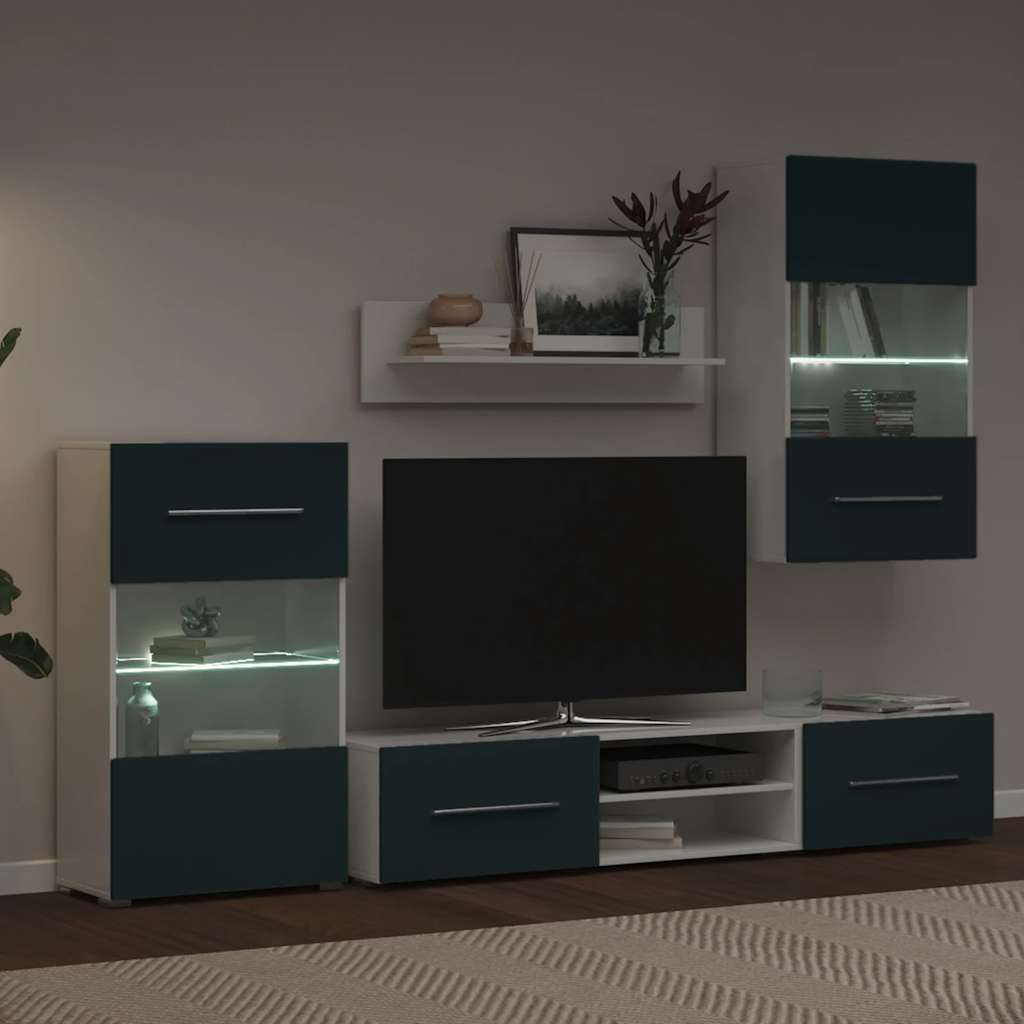 5-delige Tv-meubels met LED-verlichting bewerkt hout matindigo is nu te koop bij PeponiXL, paradijselijk wonen!
