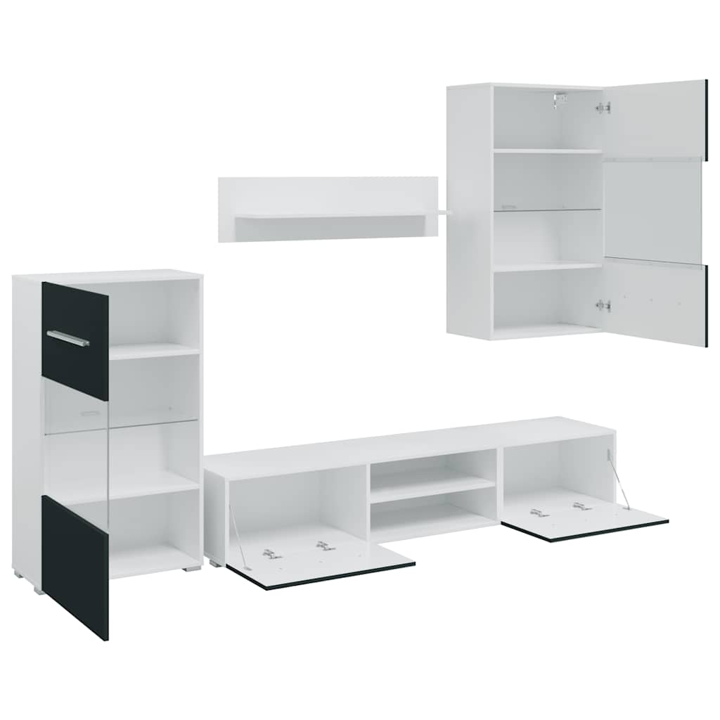 5-delige Tv-meubels met LED-verlichting bewerkt hout matindigo is nu te koop bij PeponiXL, paradijselijk wonen!