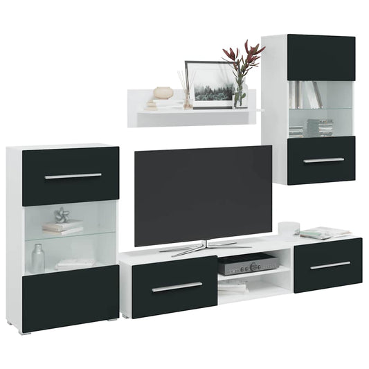 5-delige Tv-meubels met LED-verlichting bewerkt hout matindigo is nu te koop bij PeponiXL, paradijselijk wonen!