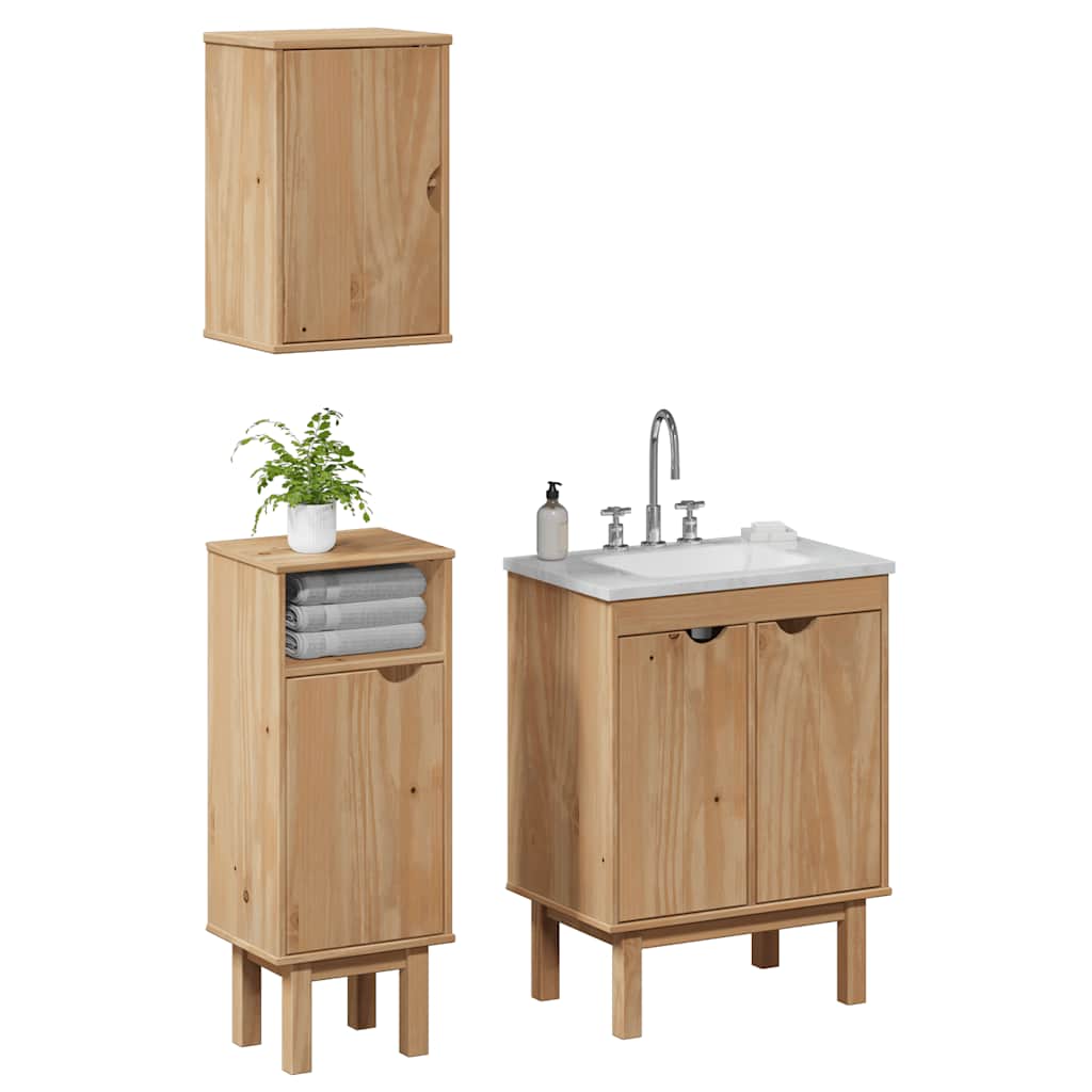 3-delige Badkamermeubelset OTTA massief grenenhout is nu te koop bij PeponiXL, paradijselijk wonen!