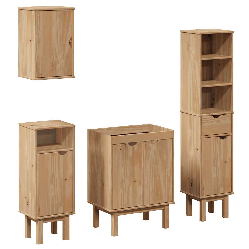 4-delige Badkamermeubelset OTTA massief grenenhout is nu te koop bij PeponiXL, paradijselijk wonen!