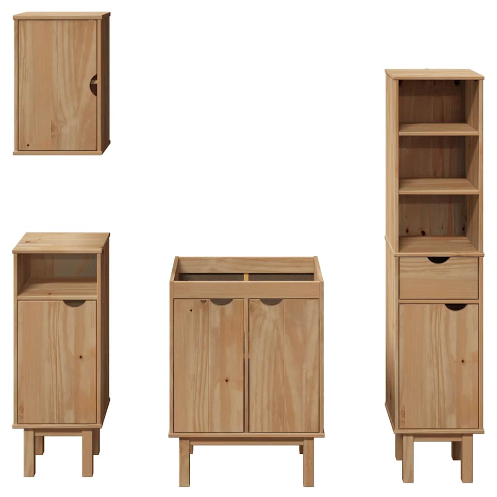 4-delige Badkamermeubelset OTTA massief grenenhout is nu te koop bij PeponiXL, paradijselijk wonen!