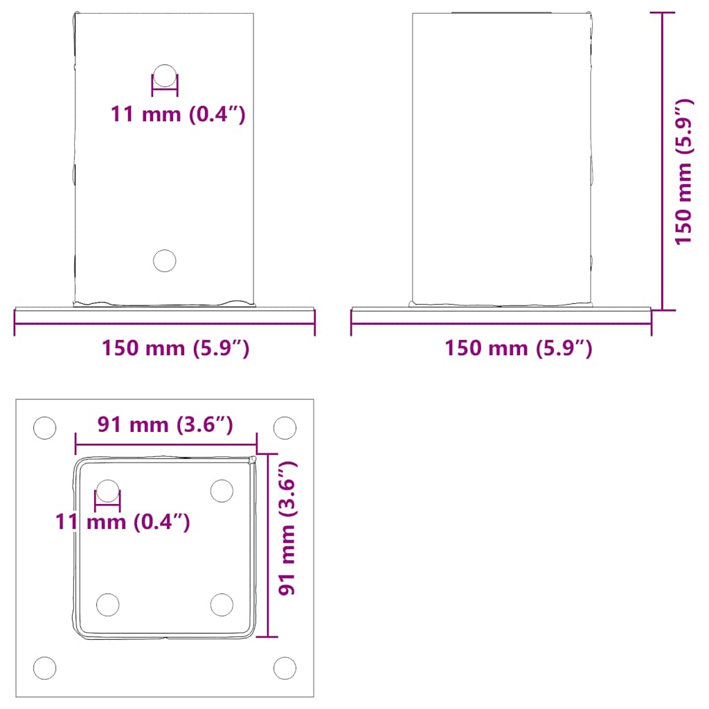 Spokkels vierkant 4 st gegalvaniseerd staal zilverkleurig is nu te koop bij PeponiXL, paradijselijk wonen!