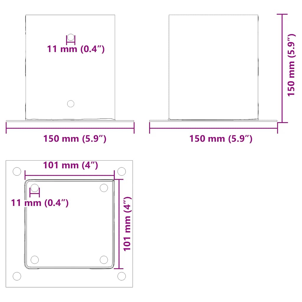 Spokkels vierkant 4 st gegalvaniseerd staal zilverkleurig is nu te koop bij PeponiXL, paradijselijk wonen!