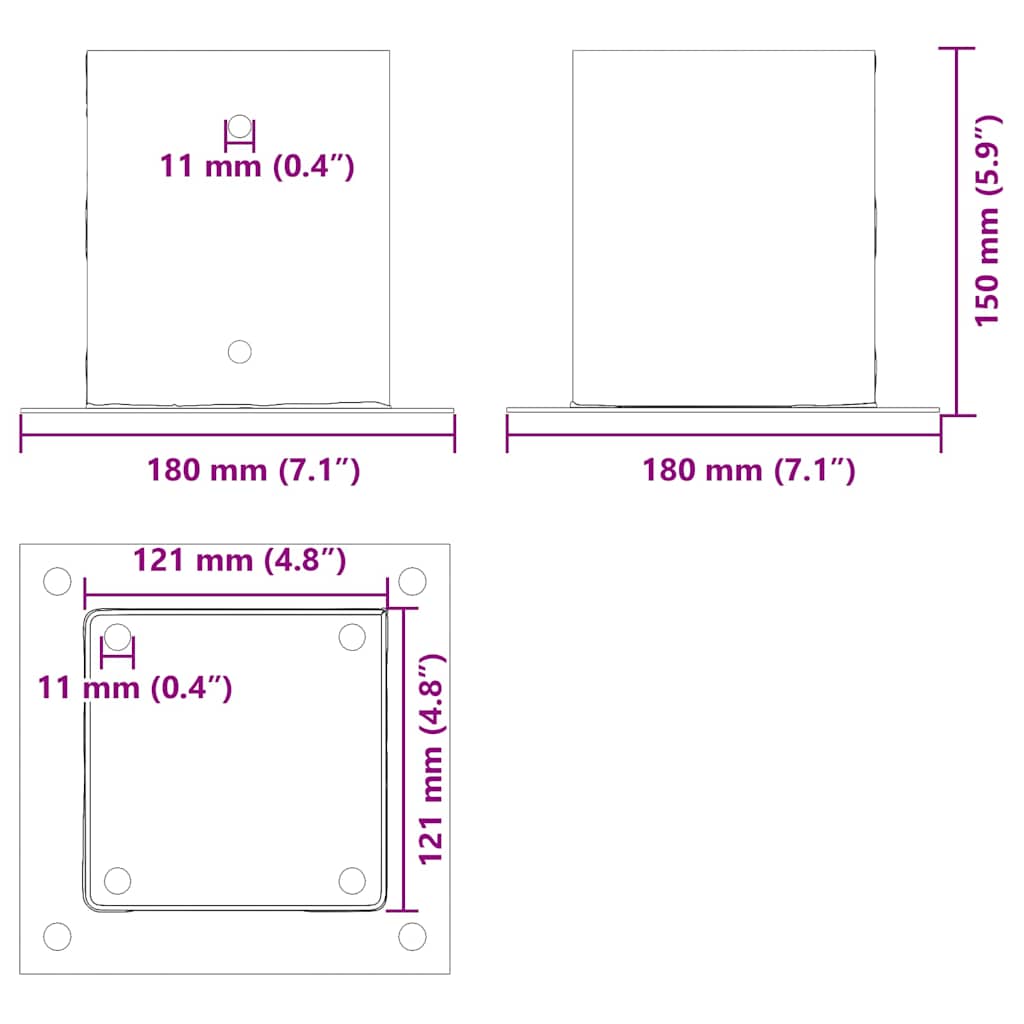 Spokkels vierkant 12 st 121x121 mm gepoedercoat staal antraciet is nu te koop bij PeponiXL, paradijselijk wonen!