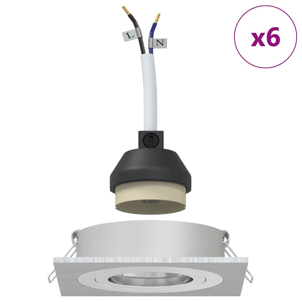 Spotje 6 pcs Zilver 9 x 9 x 2 cm Aluminium is nu te koop bij PeponiXL, paradijselijk wonen!
