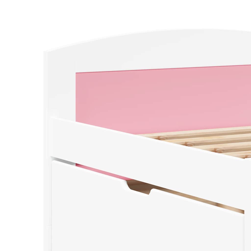Slaapbank met 5 lades zonder matras IRUN 90x200 cm wit en roze is nu te koop bij PeponiXL, paradijselijk wonen!