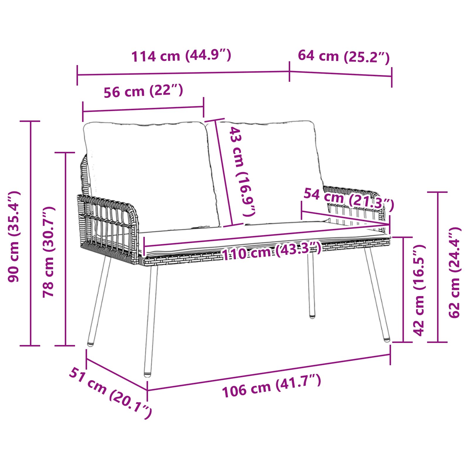 Tuinbank met kussen Antraciet 114 x 64 x 90cm Staal is nu te koop bij PeponiXL, paradijselijk wonen!