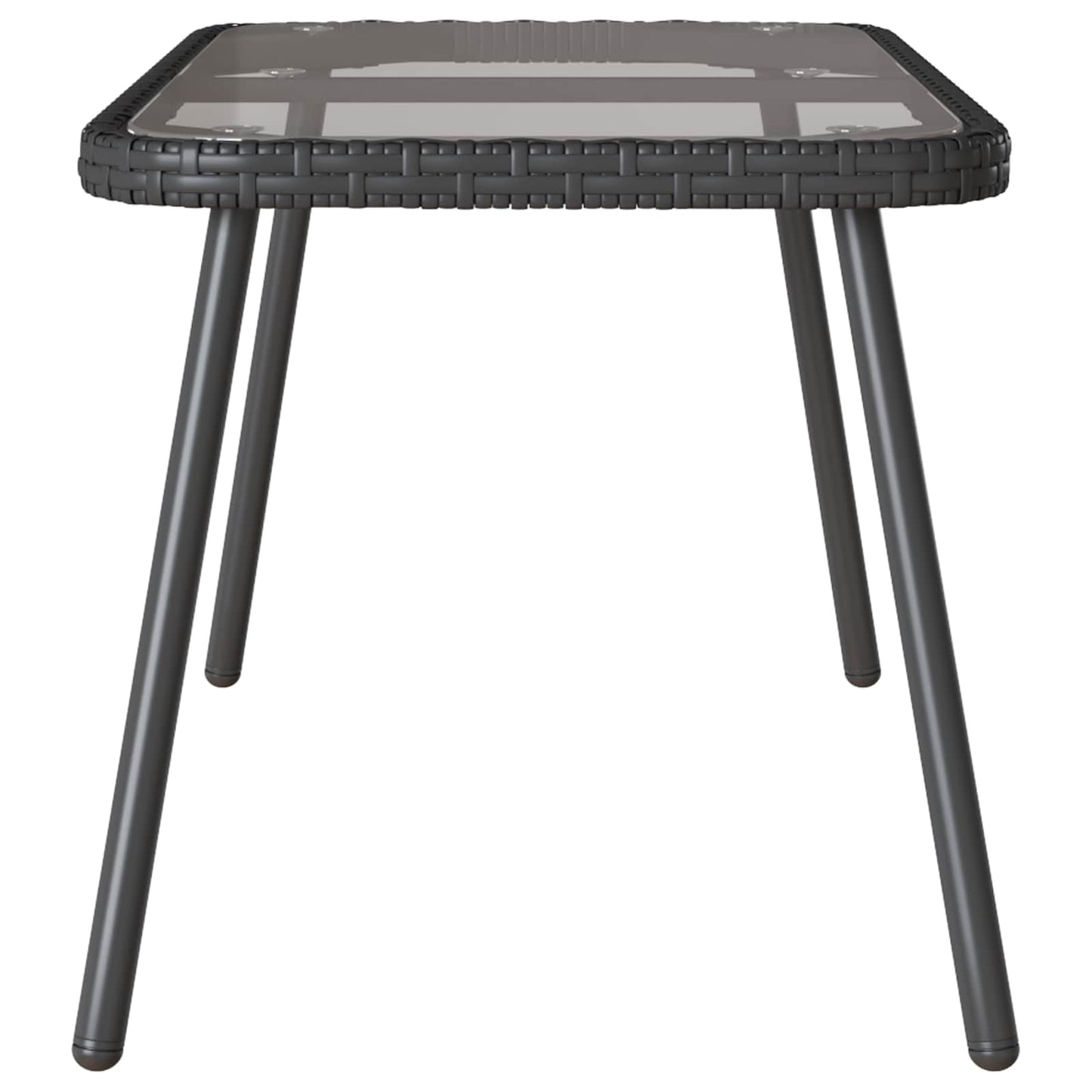 Salontafel Zwart 90 x 45 x 43 cm Poly Rattan en glas