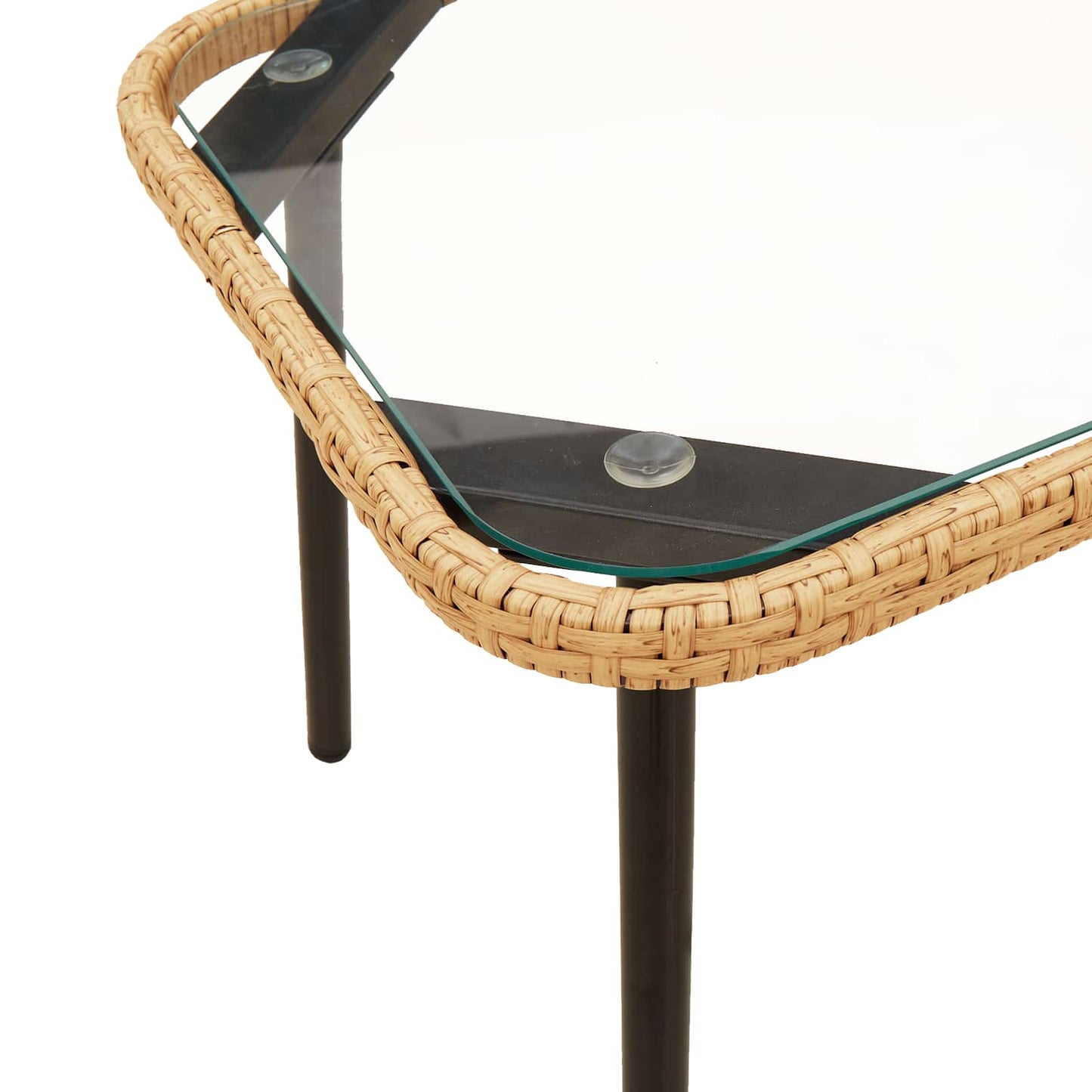 Salontafel Bruin en zwart 90 x 45 x 43 cm Poly Rattan en glas