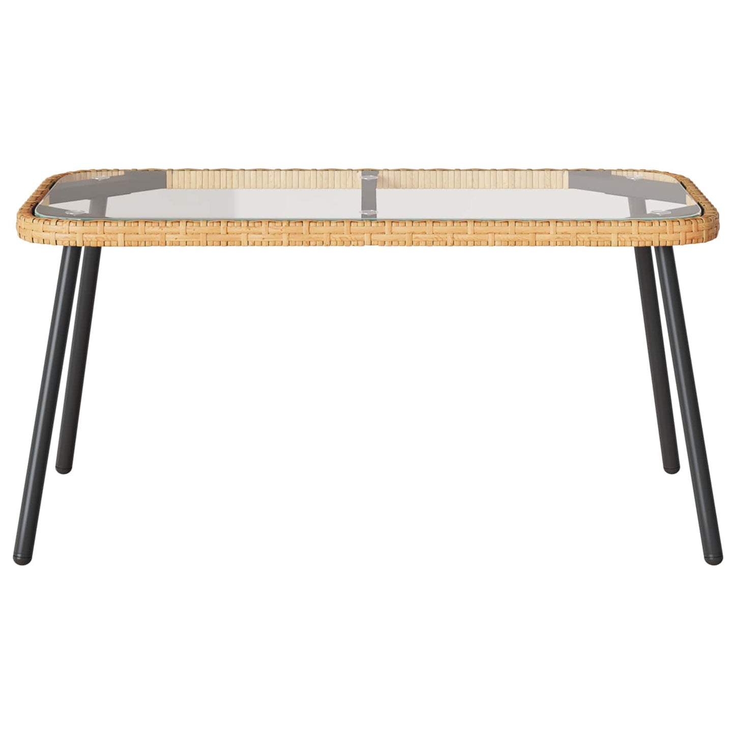 Salontafel Bruin en zwart 90 x 45 x 43 cm Poly Rattan en glas